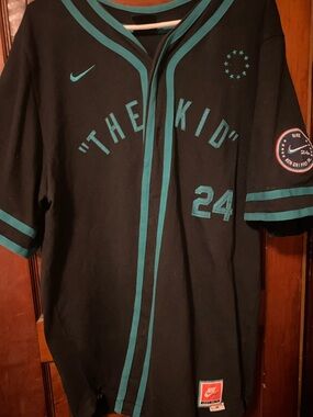 Nike Black Baseball Jersey with Teal Trim